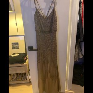 Cross back metallic beaded dress